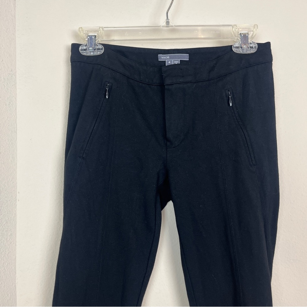 VINCE. Black Ponte Stretch Knit Skinny Pants 4 SMALL Fitted Zipper - Picture 3 of 6